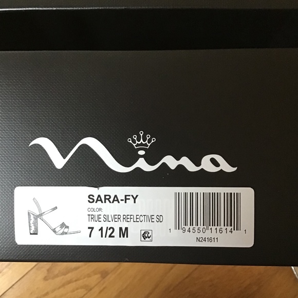 Nina Strappy Rhinestone heels Silver Sandals Block heel Size 7 1/2 - Picture 6 of 6